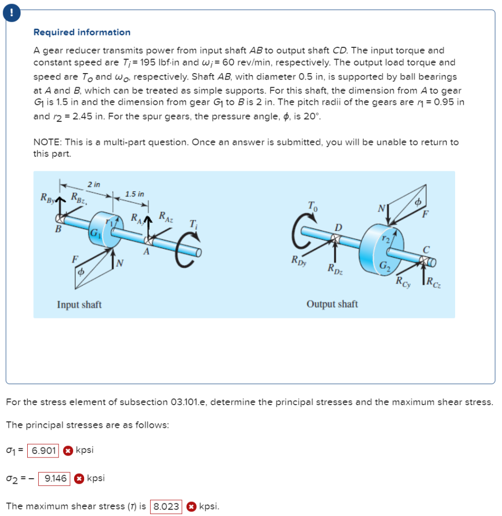 Solved Required information A gear reducer transmits power