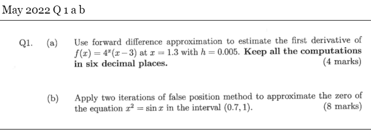 Solved Use forward difference approximation to estimate the | Chegg.com