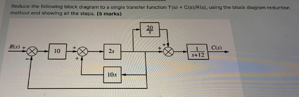 Solved Reduce the following block diagram to a single | Chegg.com