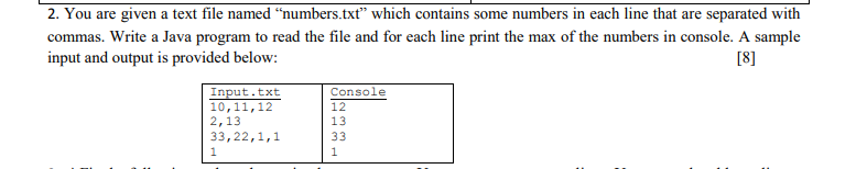 Solved 2. You are given a text file named “numbers.txt" | Chegg.com