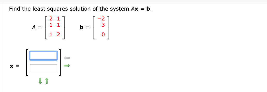 Solved Find The Least Squares Solution Of The System Ax = B. | Chegg.com