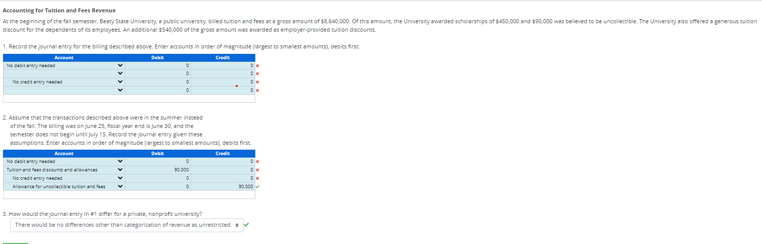Solved Accounting for Tuition and Fees Revenue At the | Chegg.com