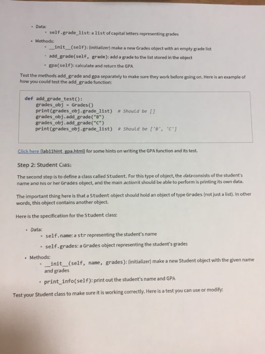 Solved Mini-Project - Student GPA Calculator This | Chegg.com