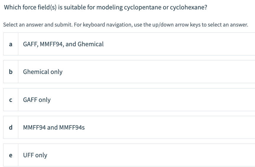 Solved Which force field(s) is suitable for modeling | Chegg.com