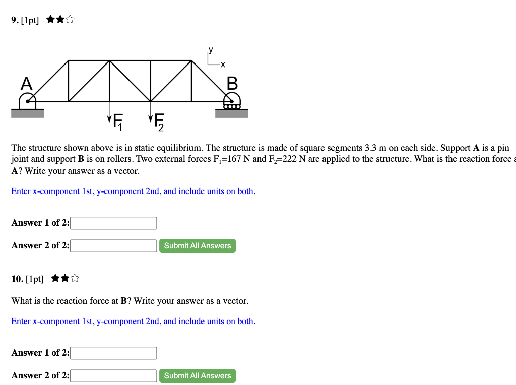 Solved 9. [1pt]⋆≲ The structure shown above is in static | Chegg.com