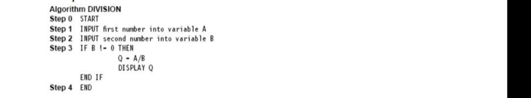 Solved Algorithm DIVISION Step 0 START Step 1 INPUT first | Chegg.com