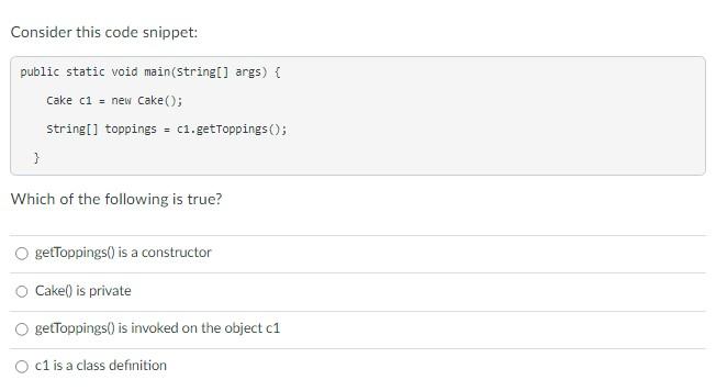 Solved Consider this code snippet: public static void | Chegg.com
