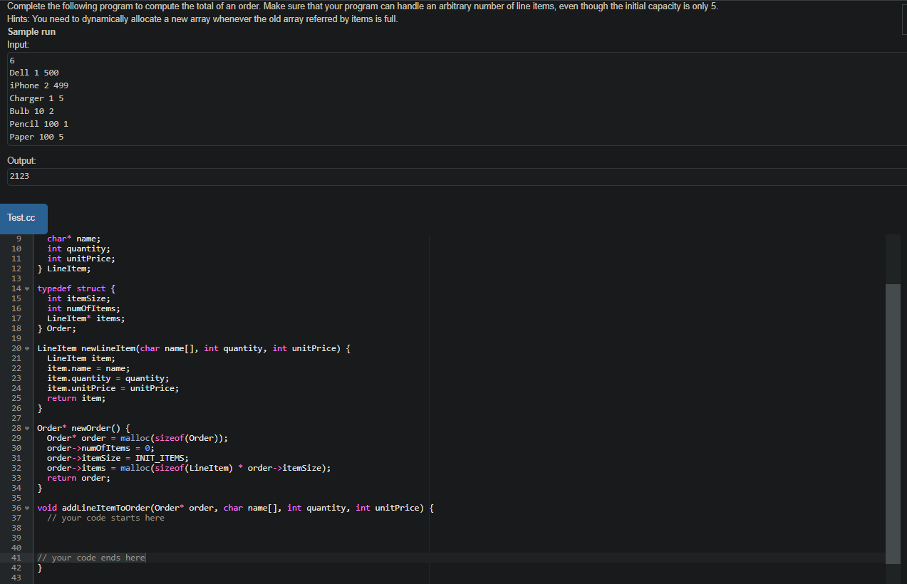 Solved Complete the following program to compute the total | Chegg.com