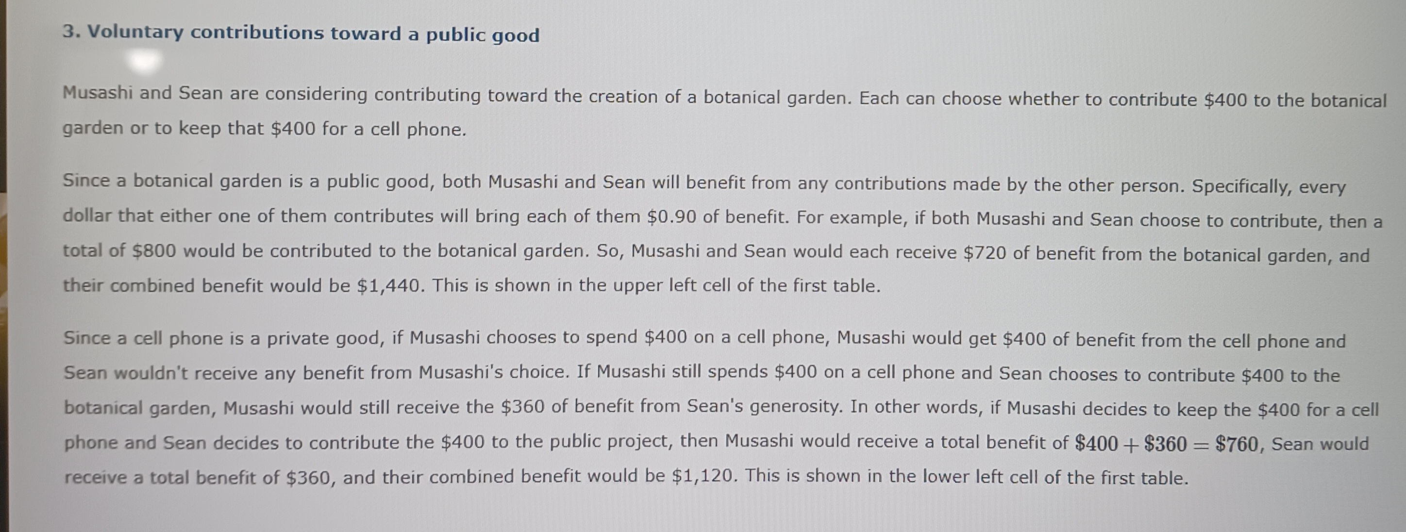 Solved 3. Voluntary contributions toward a public good | Chegg.com