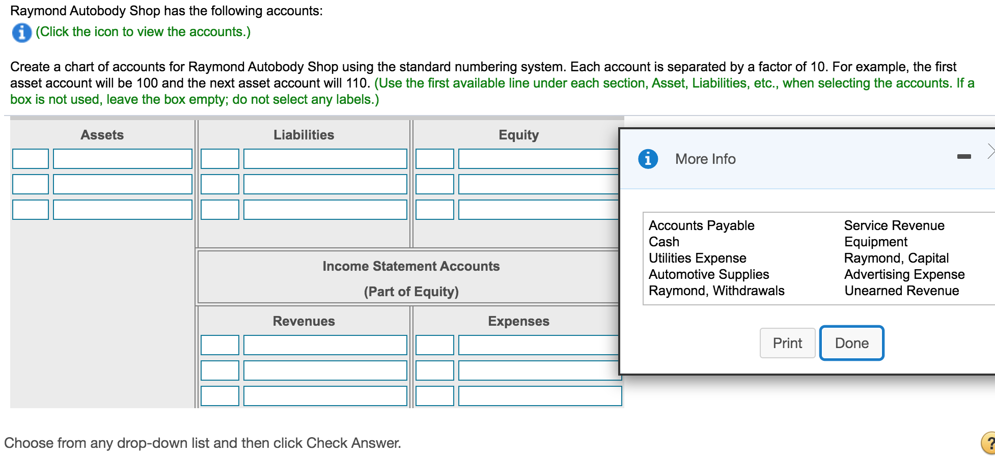 Chart Of Accounts For Auto Body Shop