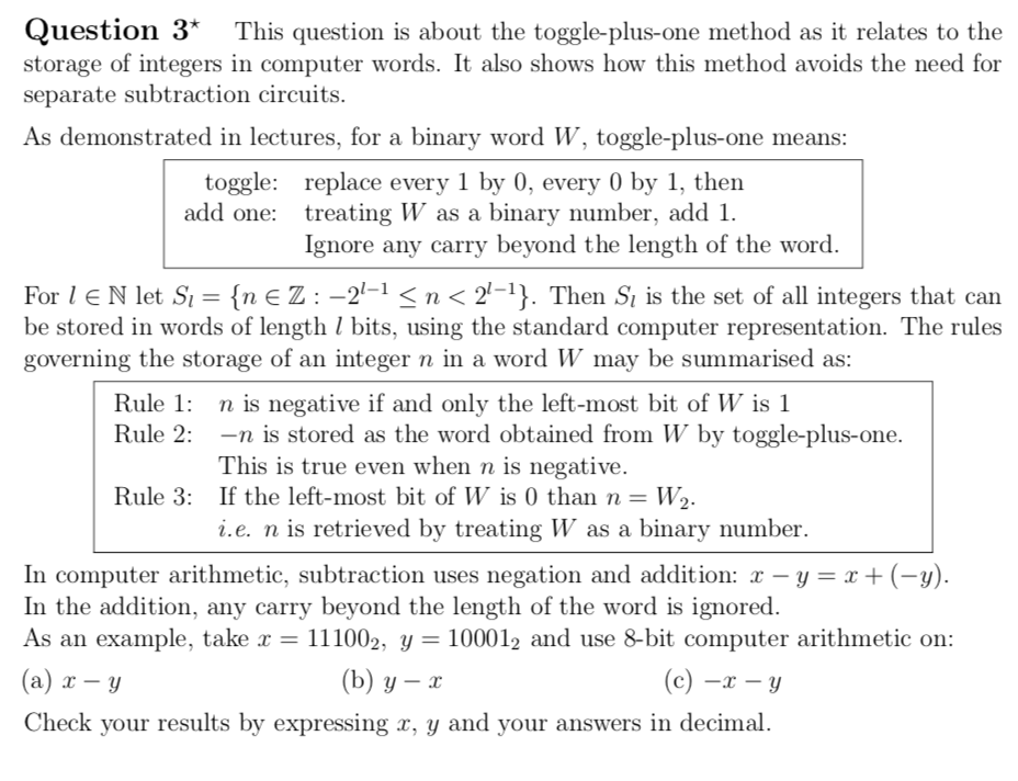 Solved This question is about the toggle-plus-one method as | Chegg.com
