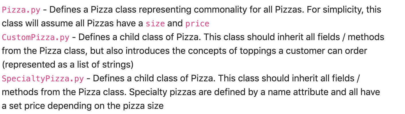 Solved Pizza.py - Defines a Pizza class representing | Chegg.com