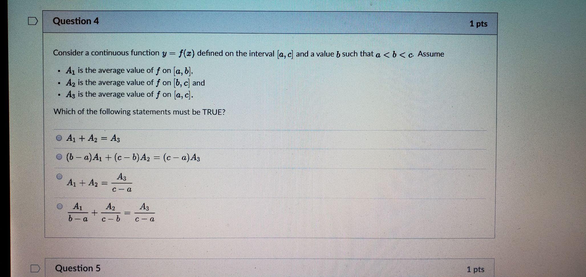 Solved D Question 4 1 pts Consider a continuous function y= | Chegg.com