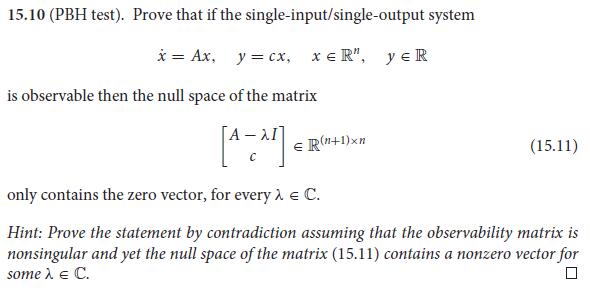 Solved 15.10 (PBH test). Prove that if the | Chegg.com