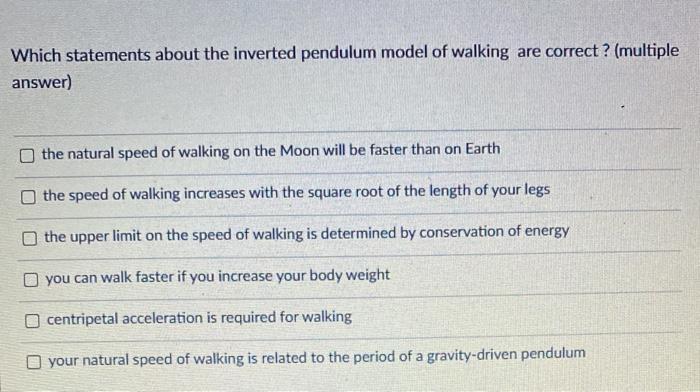 Solved Which statements about the inverted pendulum model of | Chegg.com