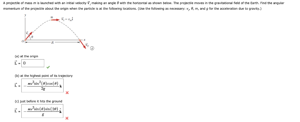 Solved A projectile of mass m is launched with an initial | Chegg.com