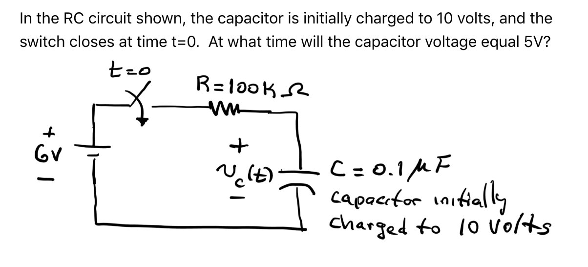 Solved In the RC circuit shown, the capacitor is initially | Chegg.com