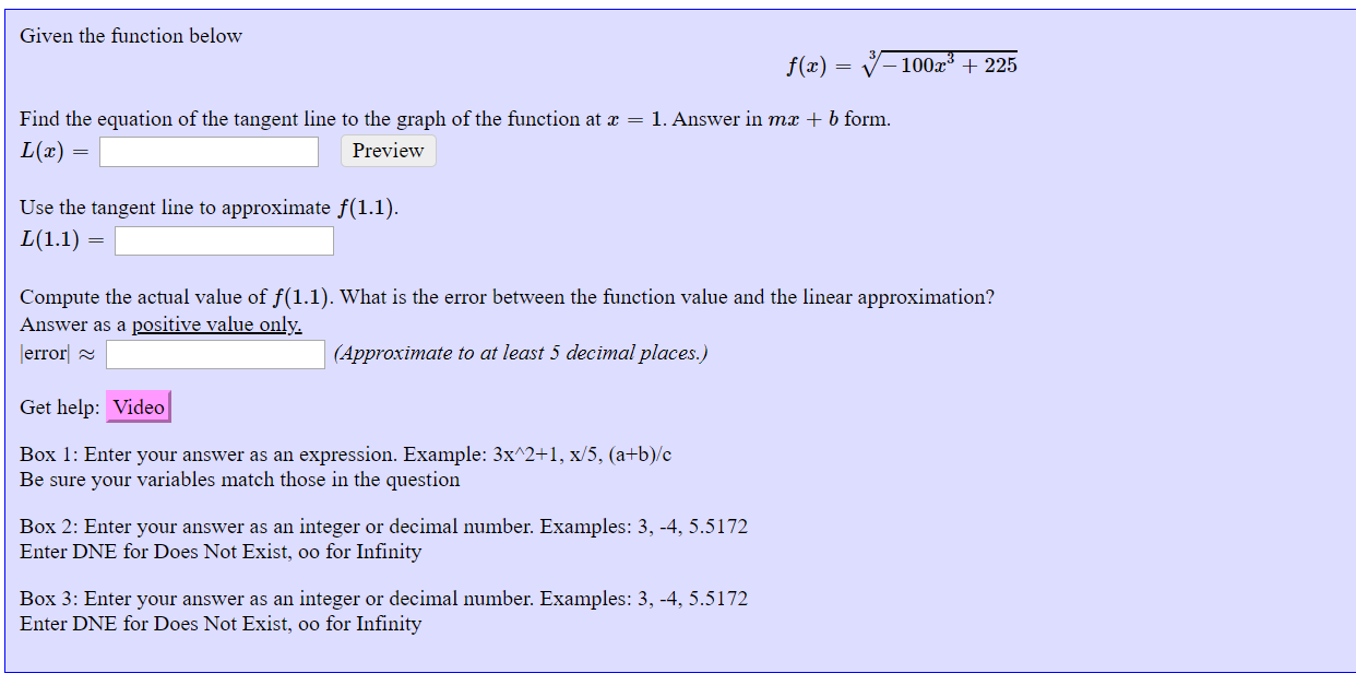 Solved Given The Function Below F X º 1002 225 Find Chegg Com