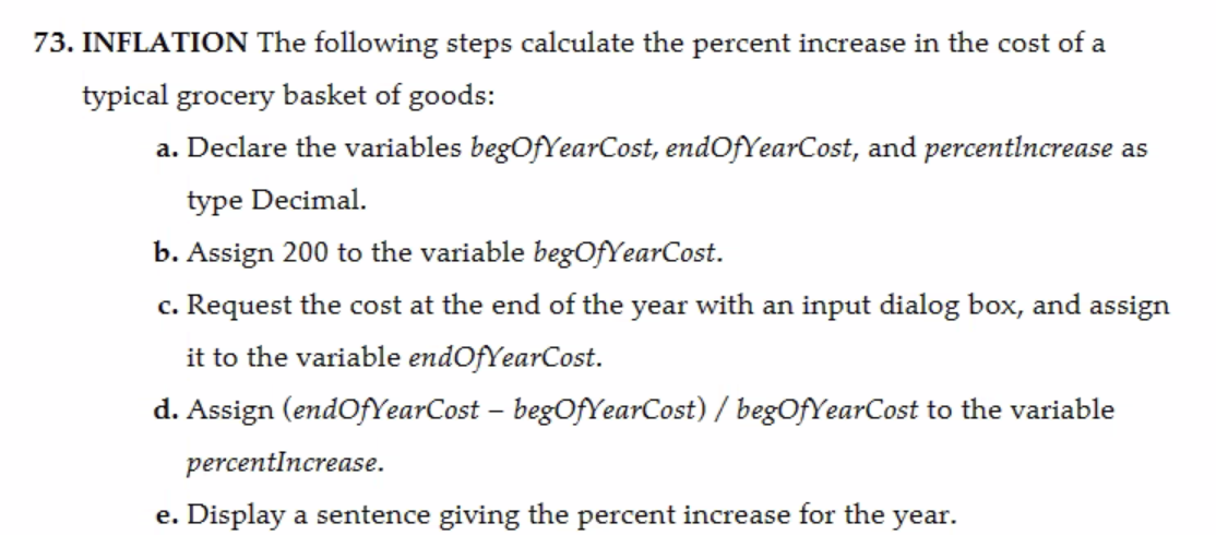 Solved 73. INFLATION The Following Steps Calculate The | Chegg.com