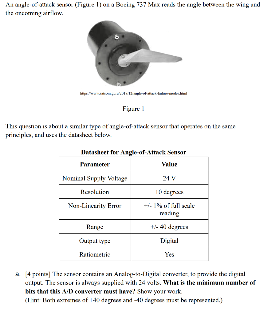 Solved An angleofattack sensor (Figure 1) on a Boeing 737