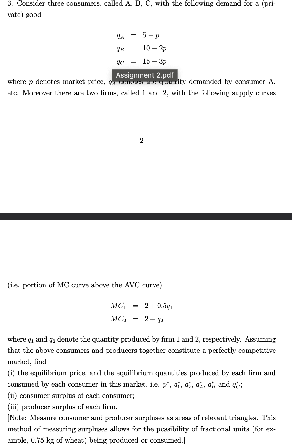 Solved 3. Consider Three Consumers, Called A, B, C, With The | Chegg.com