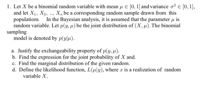 Solved I. Let X be a binomial random variable with mean μ E | Chegg.com