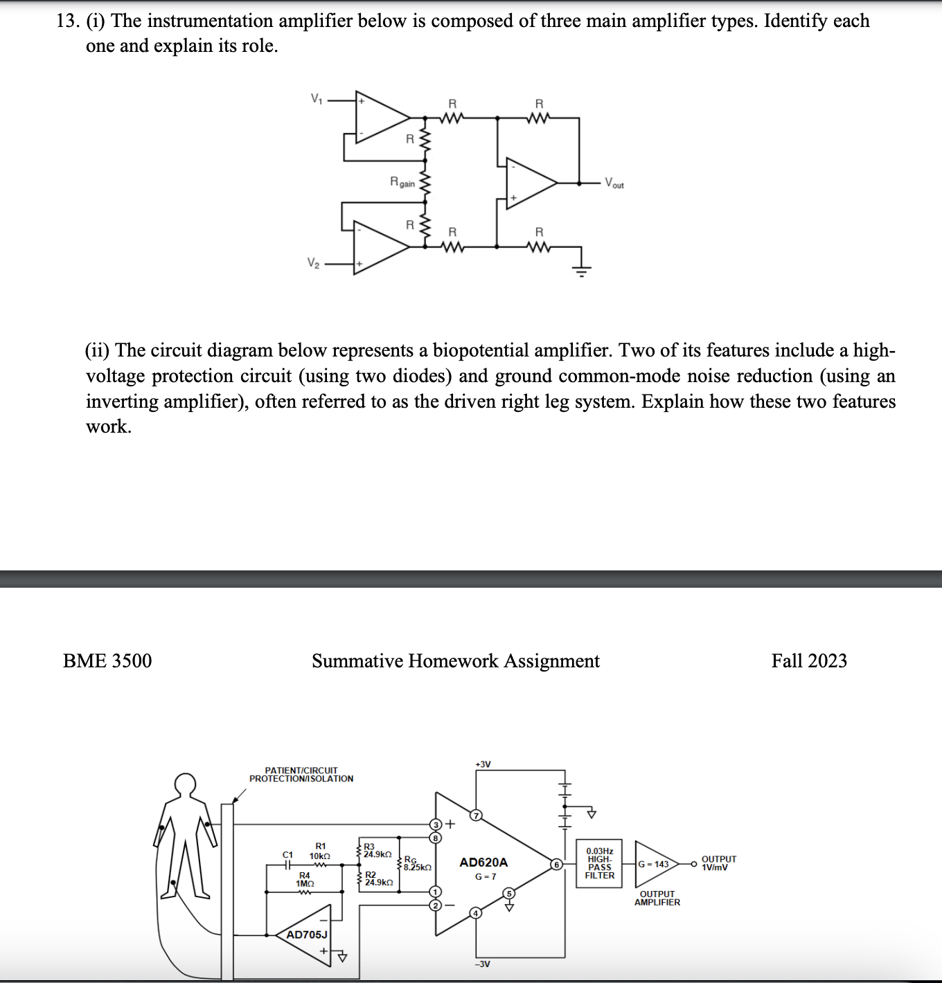 [Solved] 3. (i) The instrumentation amplifier below is com