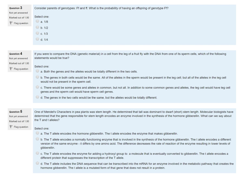 Solved Question 3 Consider parents of genotypes Ff and ff.