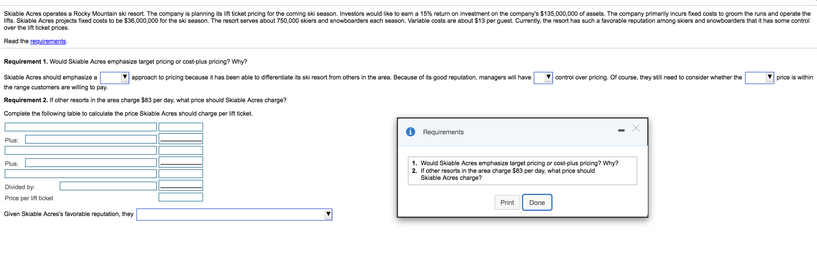 Solved Skiable Acres operates a Rocky Mountain ski resort.