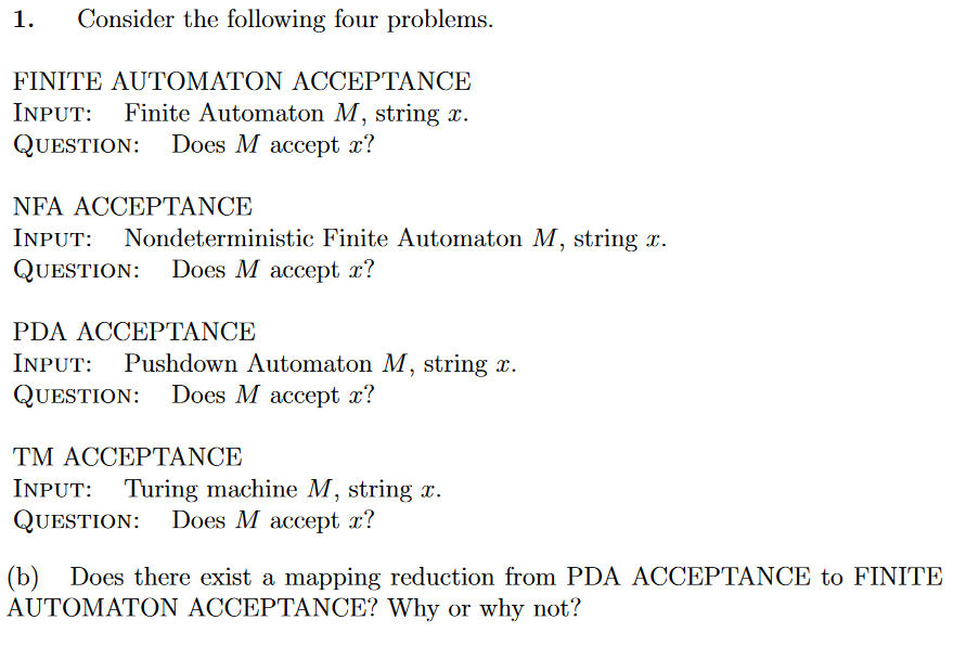 Consider the following four problems 1. FINITE | Chegg.com