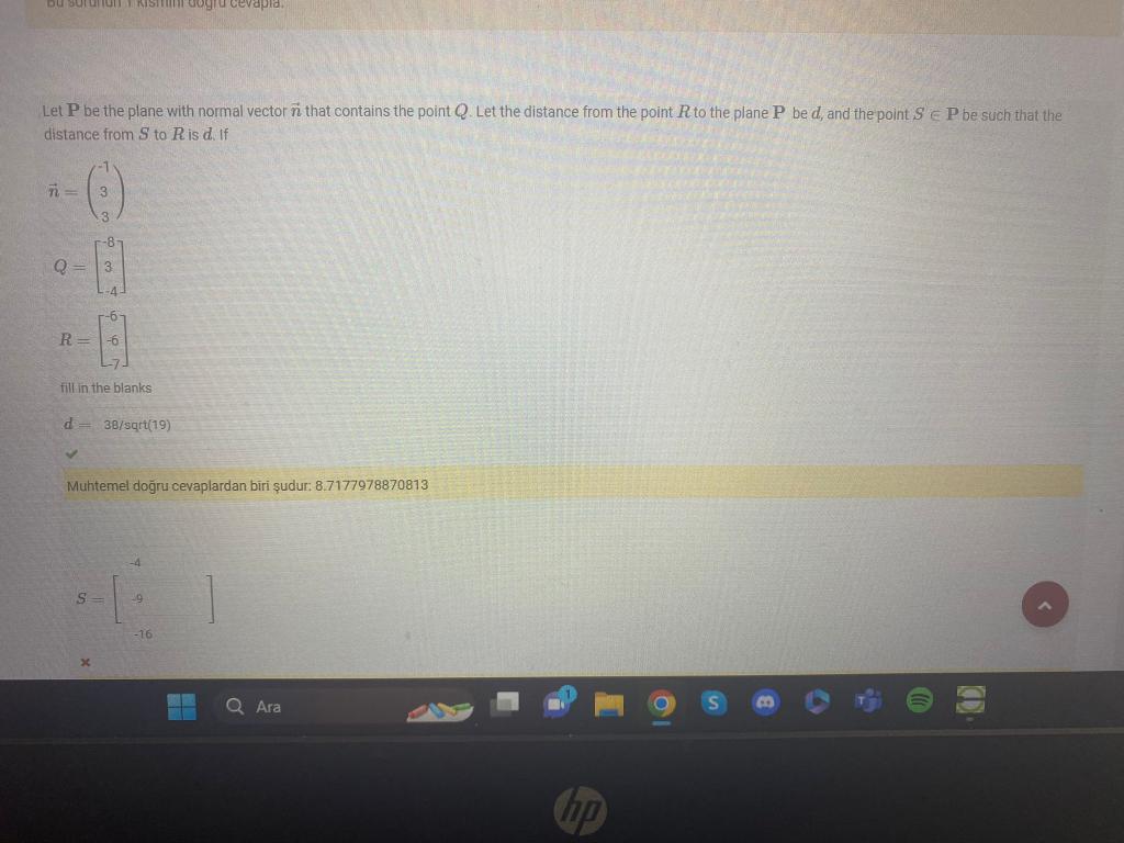 Solved Let P Be The Plane With Normal Vector N⃗ → That | Chegg.com