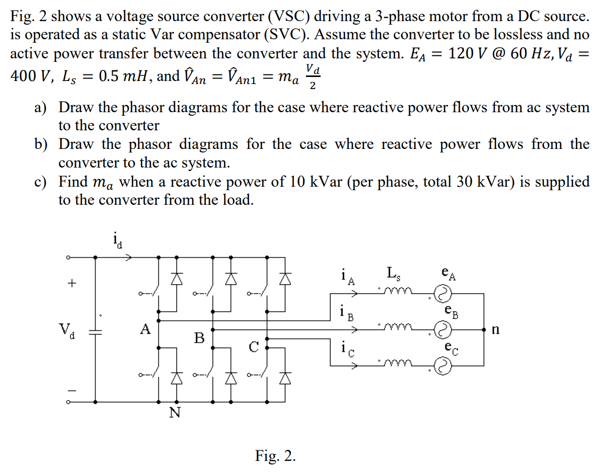 Solved Fig. 2 shows a voltage source converter (VSC) driving | Chegg.com