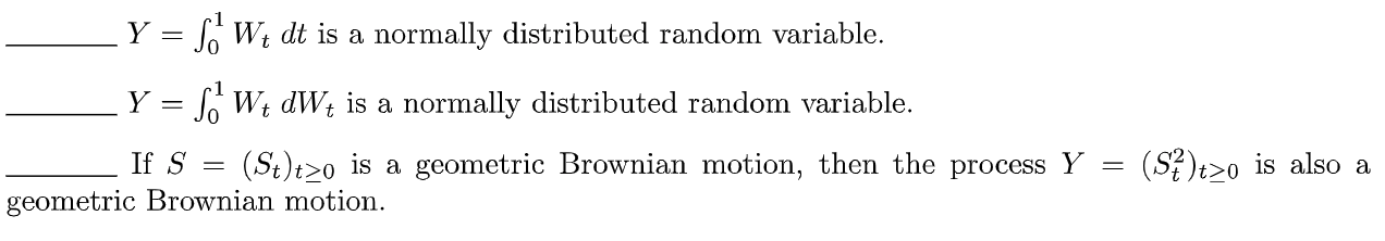 Solved = Y = So Wt dt is a normally distributed random | Chegg.com