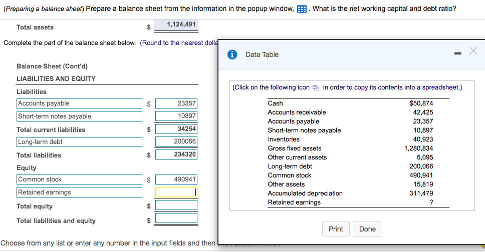 Solved (Preparing A Balance Sheet) Prepare A Balance Sheet | Chegg.com