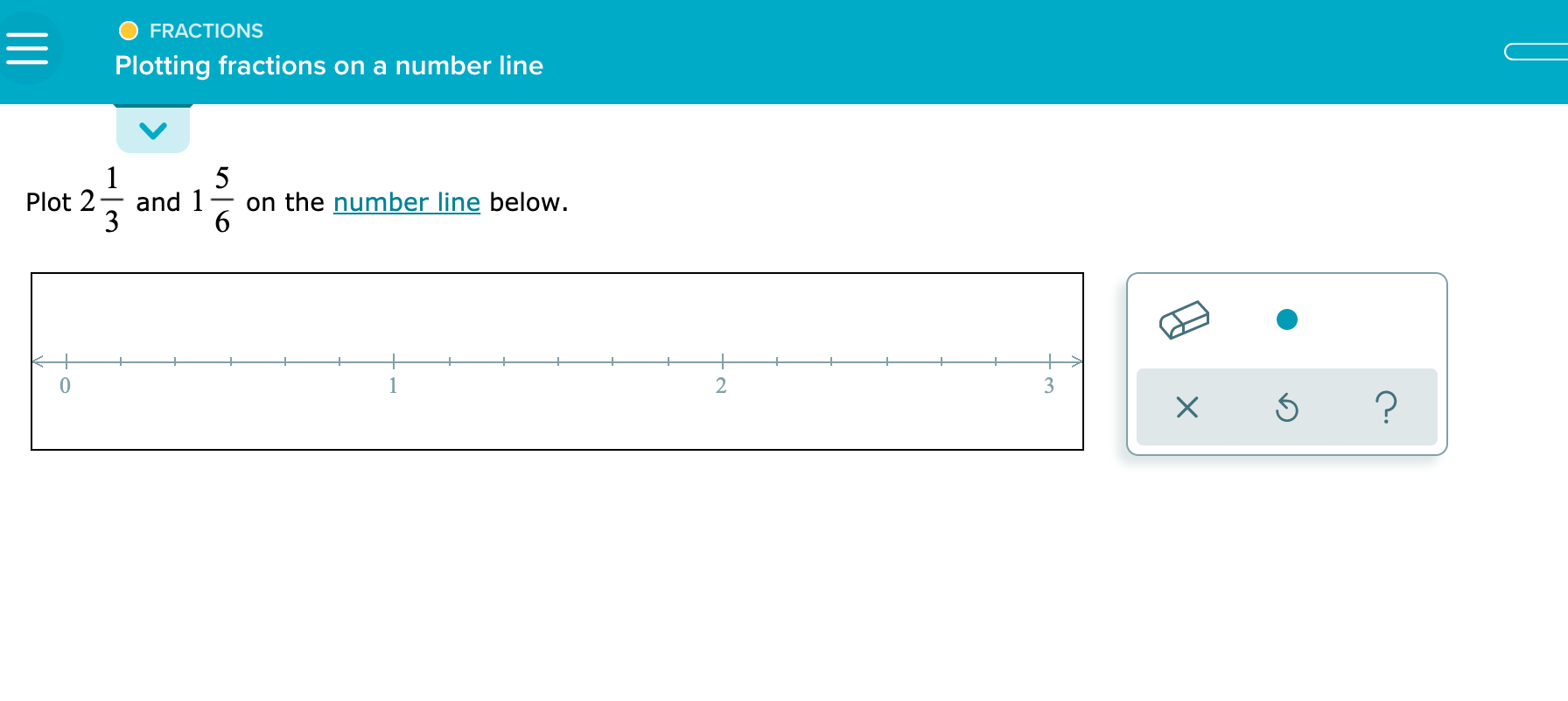 plot the following fractions on a number line 1 3 4
