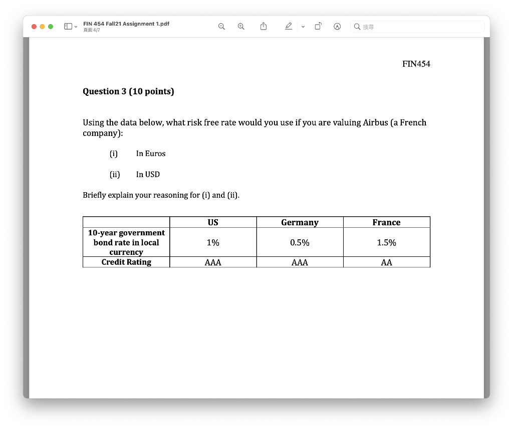 FIN 454 Fall21 Assignment 1.pdf 頁面 47 @ U Q接 FIN454 | Chegg.com