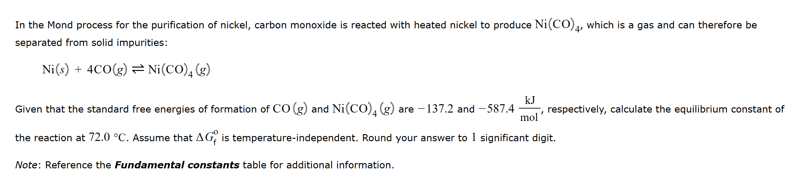 Solved In the Mond process for the purification of nickel, | Chegg.com