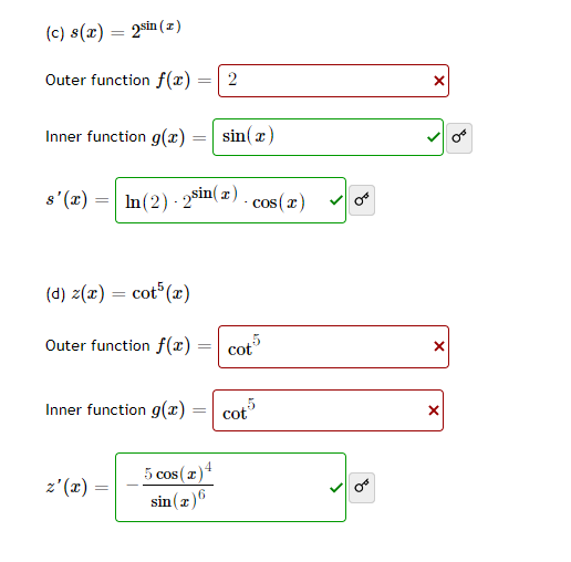 Solved (c) s(x)=2sin(x) Outer function f(x)= Inner function | Chegg.com
