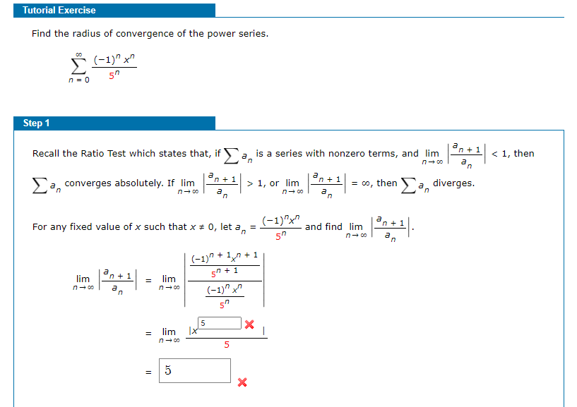 Solved Tutorial Exercise Find The Radius Of Convergence 