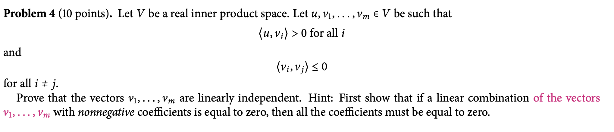 Solved Vm Problem 4 (10 points). Let V be a real inner | Chegg.com
