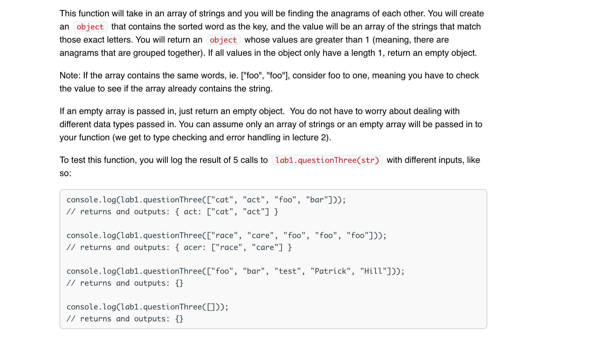 Solved Javascript Question His Function Will Take In An | Chegg.Com