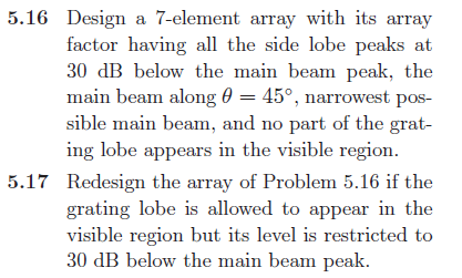 Design a 7-element array with its array factor having | Chegg.com