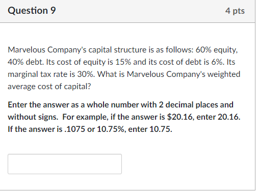 Solved Question 9marvelous Company S Capital Structure Is As Chegg Solved Question 9marvelous Company S Capital Structure Is As Chegg