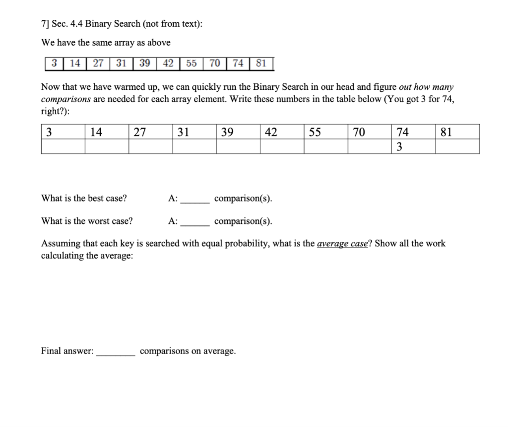 7] Sec. 4.4 Binary Search (not from text): We have | Chegg.com
