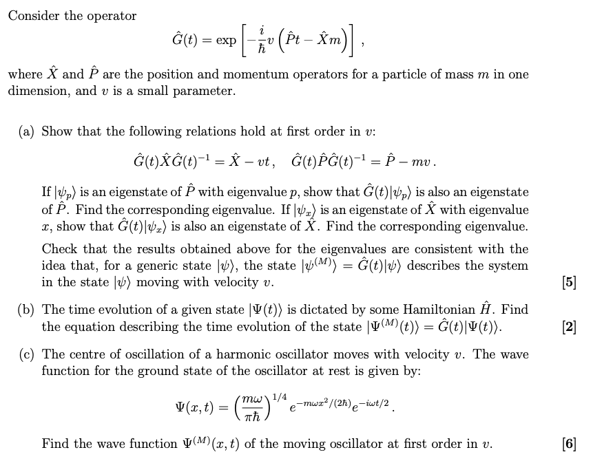 Consider The Operator ĝ T Exp Exp 1 Xm Chegg Com