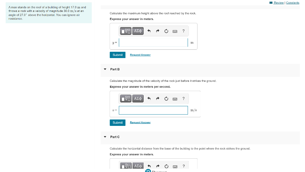 Solved Review Constants Aman stands on the roof of a | Chegg.com