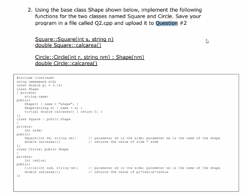Solved 3. Implement a main() method using the classes in | Chegg.com