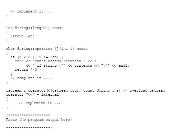 Solved You are to develop a C++string class as described | Chegg.com