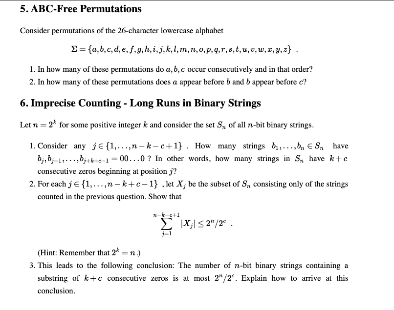 5 Abc Free Permutations Consider Permutations Of Chegg Com