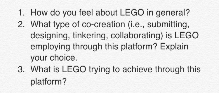 Solved 1. How do you about LEGO in 2. What | Chegg.com